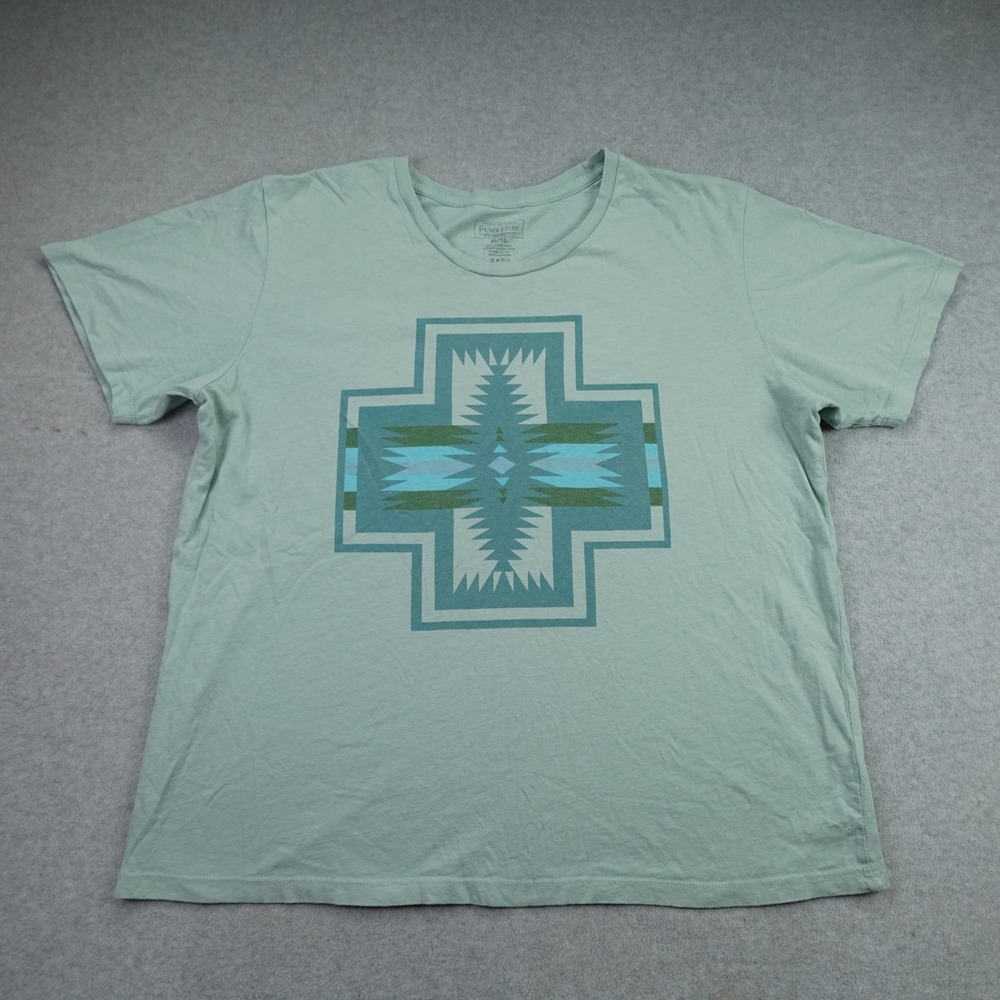 Pendleton T-Shirt Womens XL Mint Green Graphic Geometric Southwestern